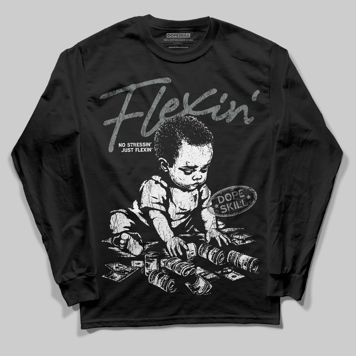 Cool Grey 9s DopeSkill Long Sleeve T-Shirt Flexin' Graphic