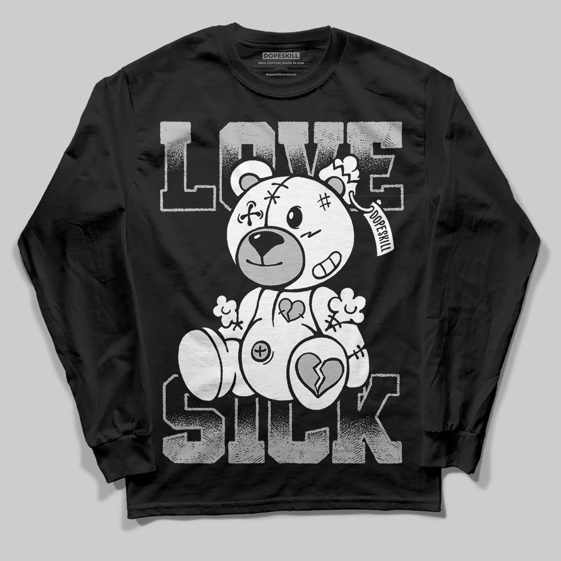 Black and White Collection DopeSkill Long Sleeve T-Shirt Love Sick Graphic