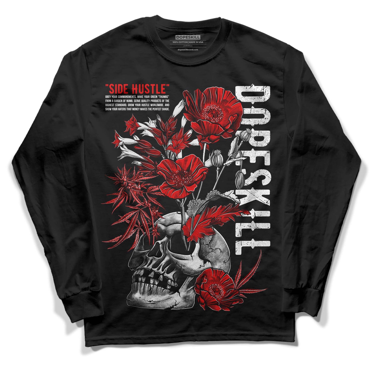 Red Cement 4S DopeSkill Long Sleeve T-Shirt Side Hustle Graphic