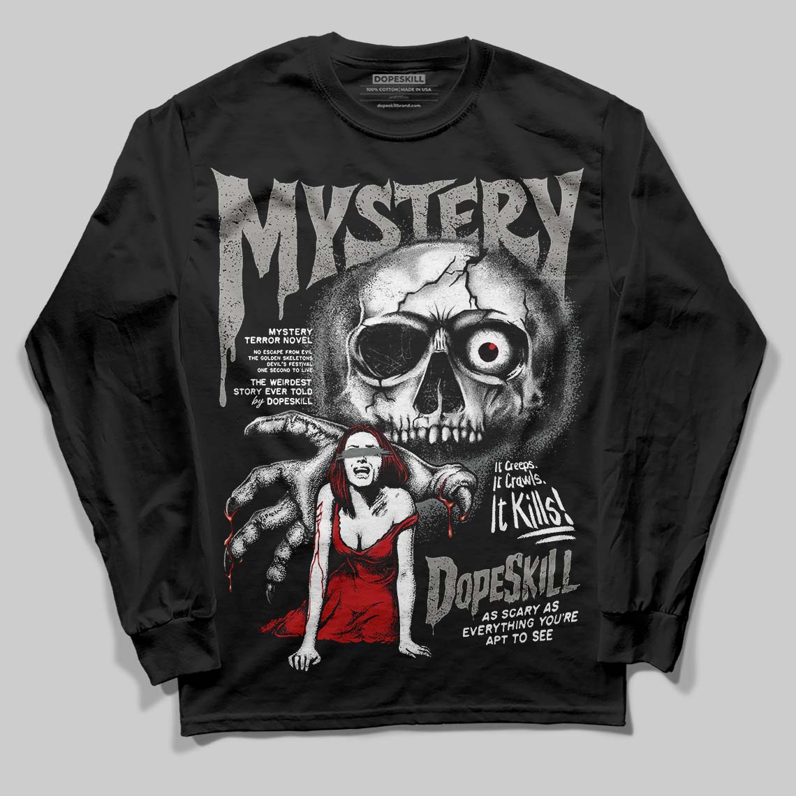 Cool Grey 9s DopeSkill Long Sleeve T-Shirt Mystery Ghostly Grasp Graphic