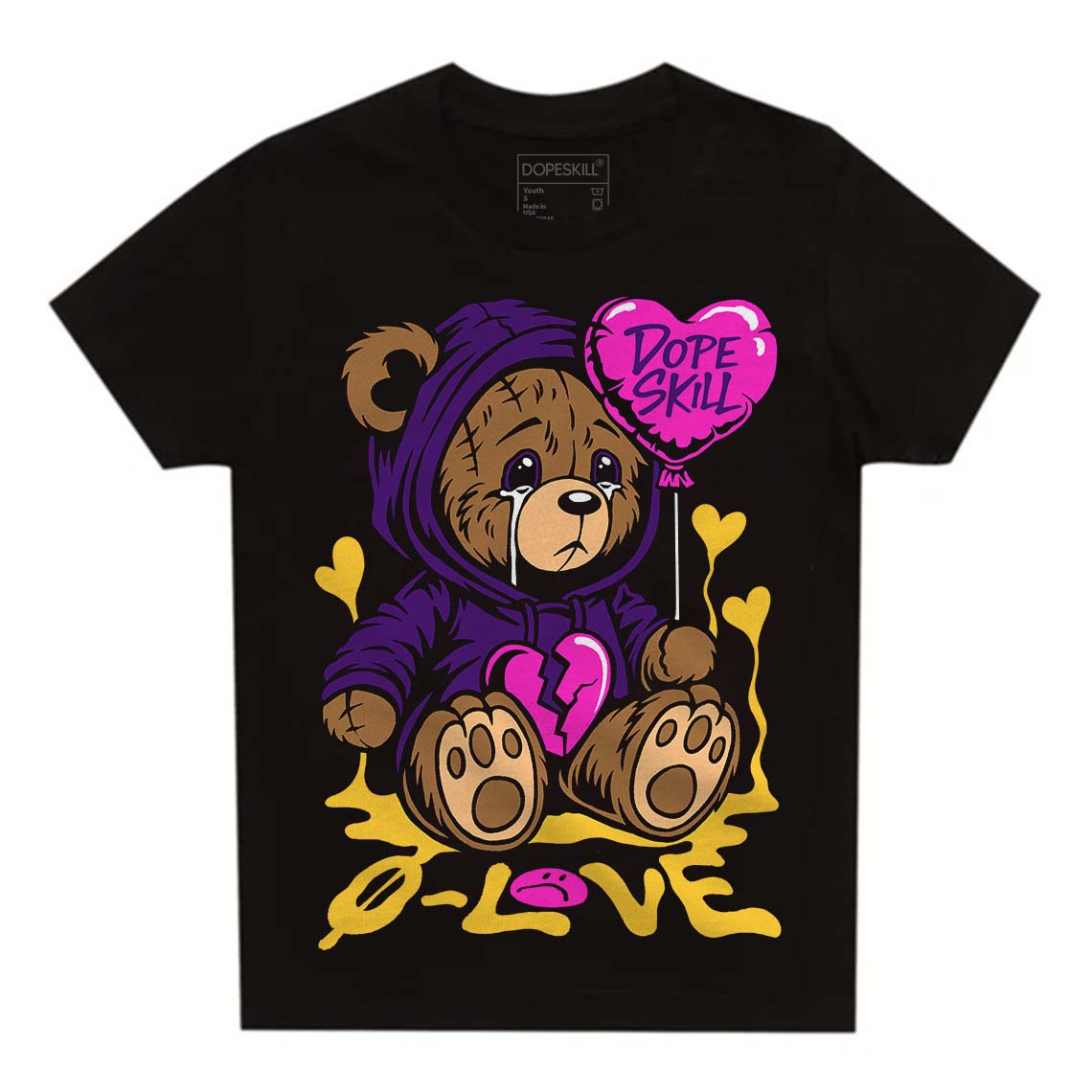 Field Purple 12s DopeSkill Toddler Kids T-shirt Broken Bear Graphic