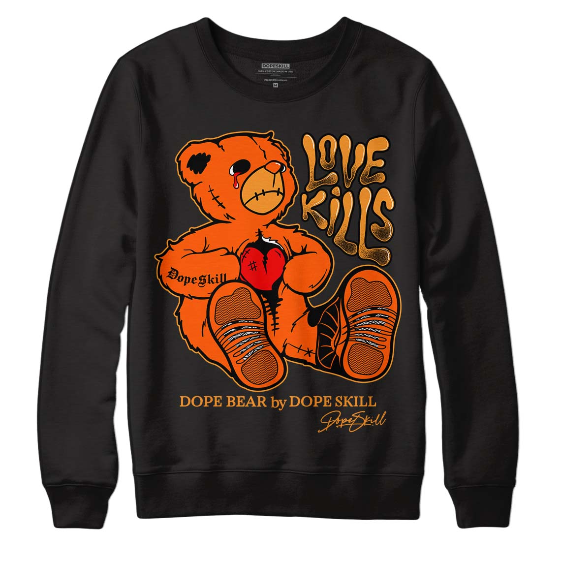 Brilliant Orange 12s DopeSkill Sweatshirt Love Kills Graphic