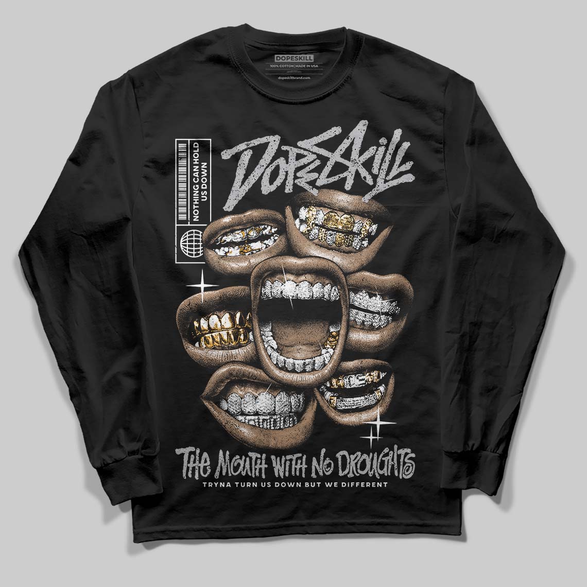 White Cement 4s DopeSkill Long Sleeve T-Shirt The Mouth With No Droughts Graphic