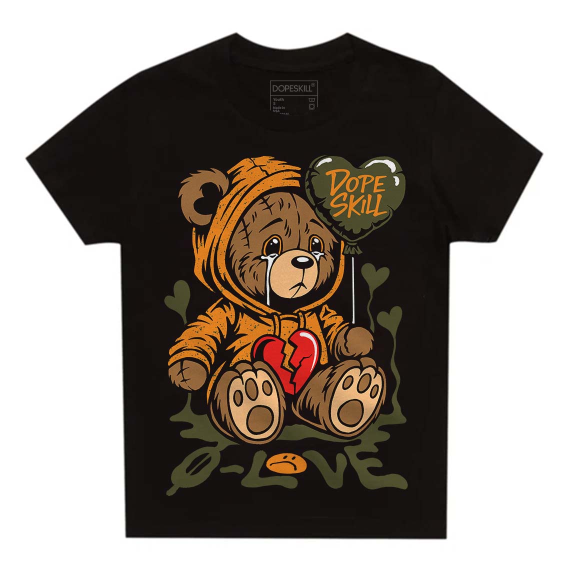 Olive 5s DopeSkill Toddler Kids T-shirt Broken Bear Graphic