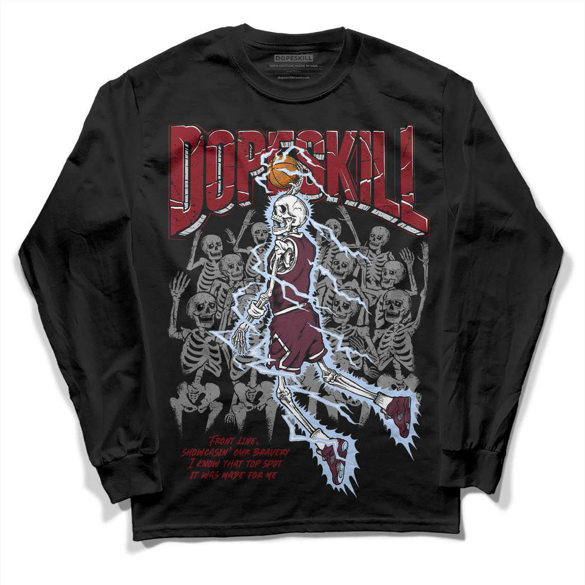 Burgundy 5s DopeSkill Long Sleeve T-Shirt Thunder Dunk Graphic