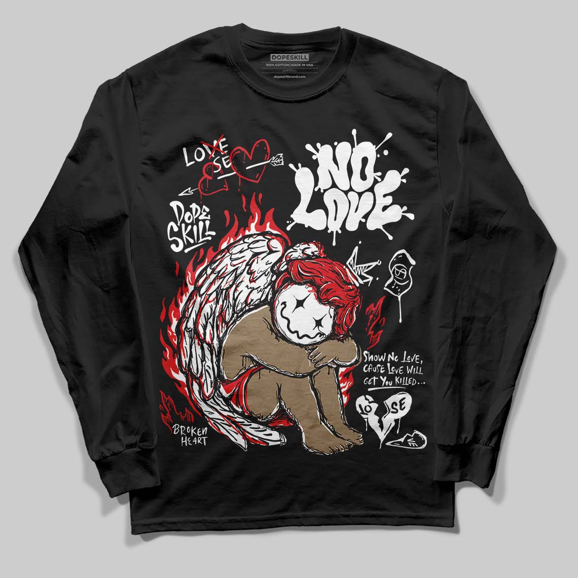 Dunk Panda White Black DopeSkill Long Sleeve T-Shirt No Love Graphic