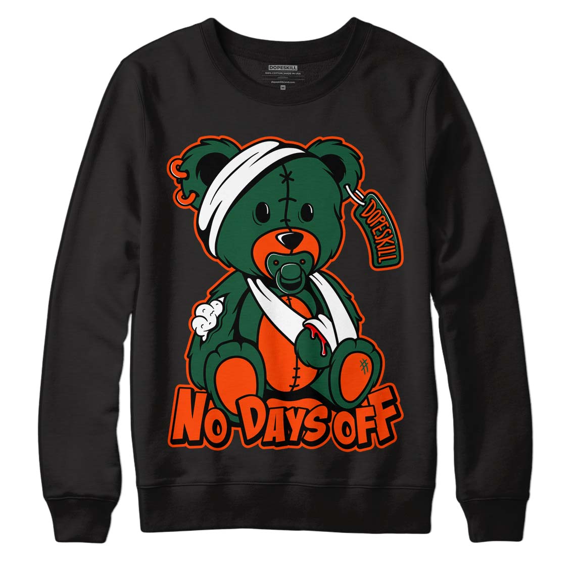 Dunk Low Team Dark Green Orange DopeSkill Sweatshirt Hurt Bear Graphic