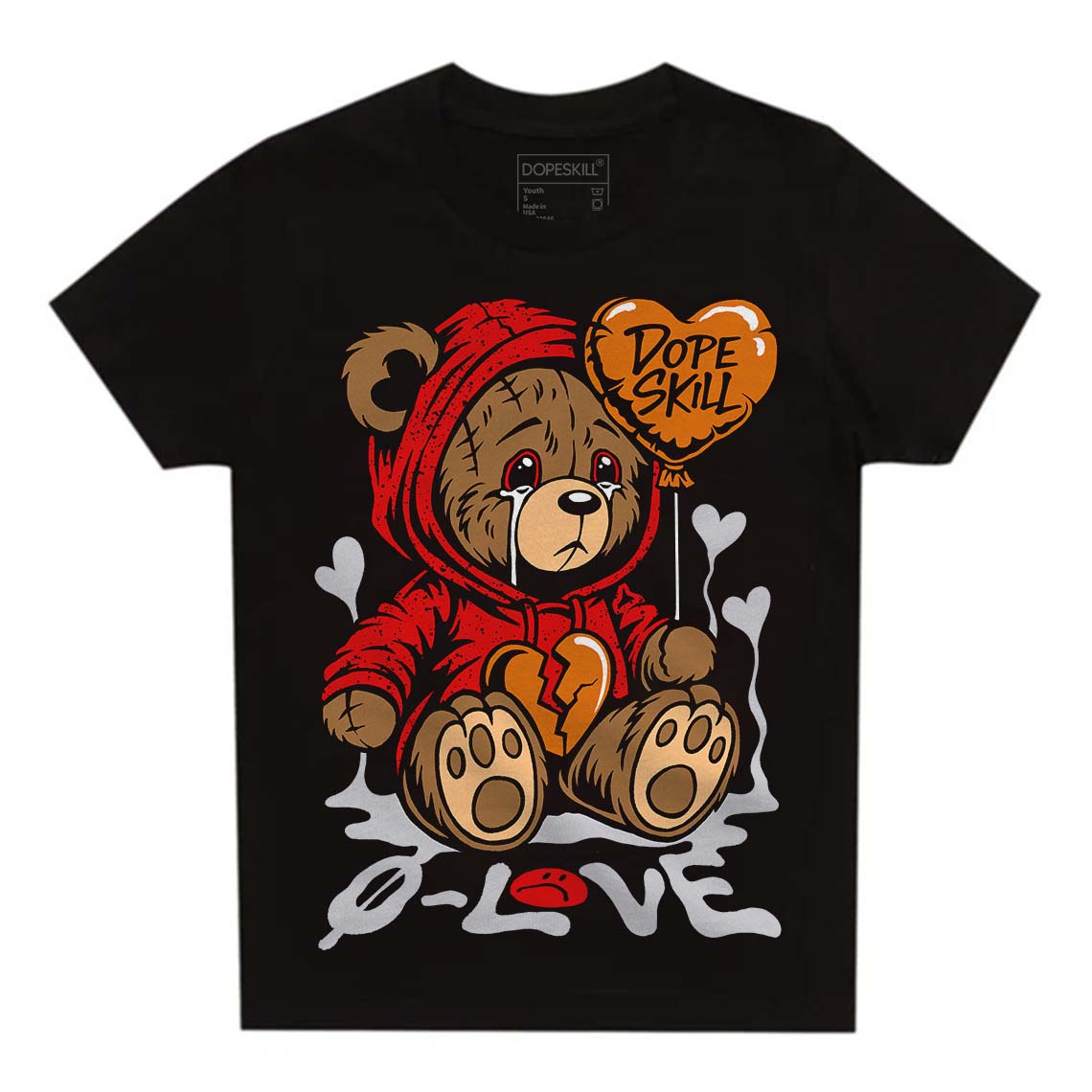 Red Cement 4S DopeSkill Toddler Kids T-shirt Broken Bear Graphic