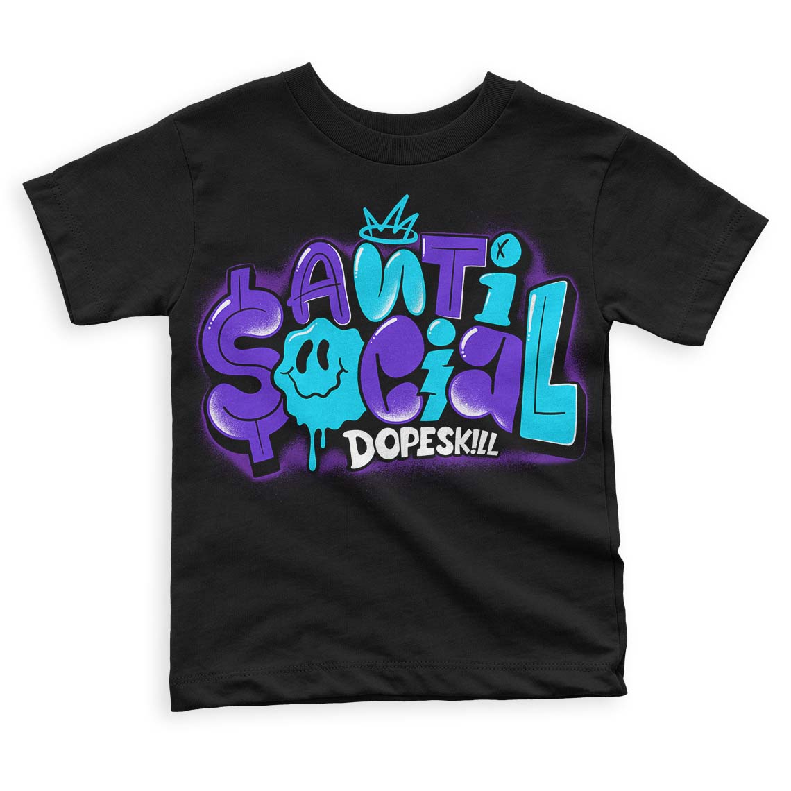 Aqua 6s DopeSkill Toddler Kids T-shirt Anti Social Graphic