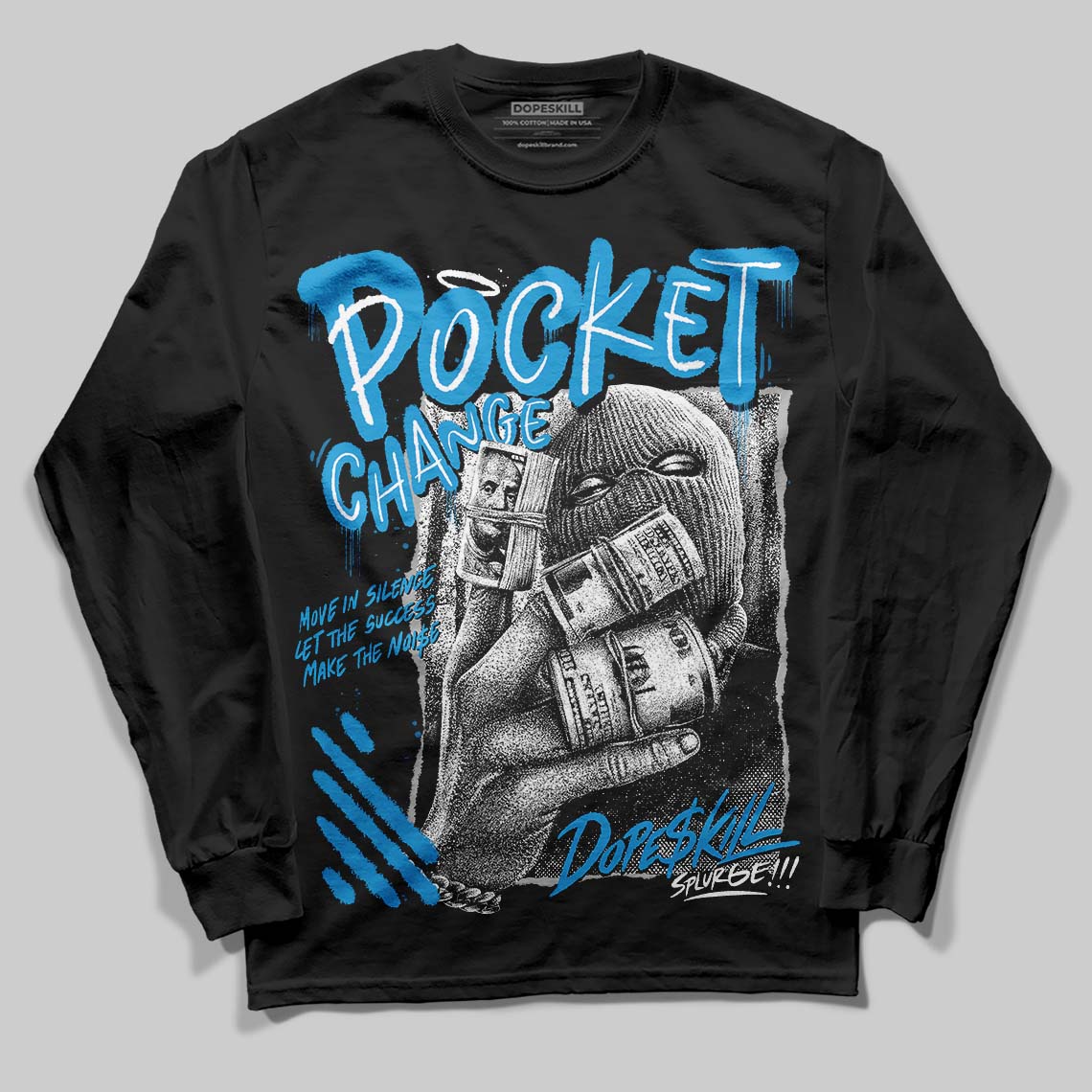Military Blue 4s DopeSkill Long Sleeve T-Shirt Pocket Change Graphic