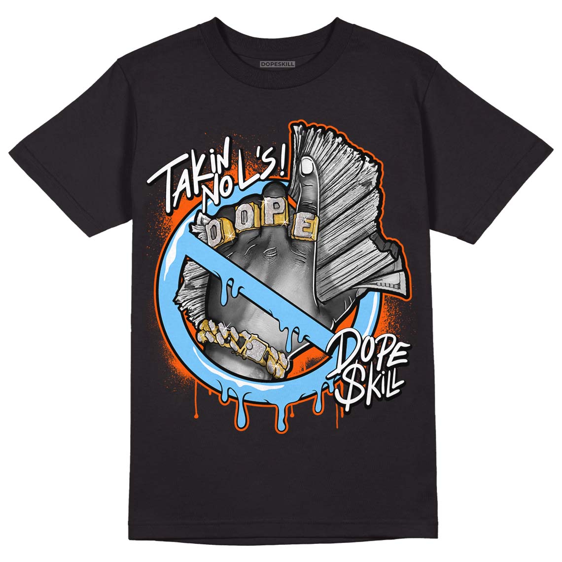 Dunk Low Futura University Blue DopeSkill T-Shirt Takin No L's Graphic