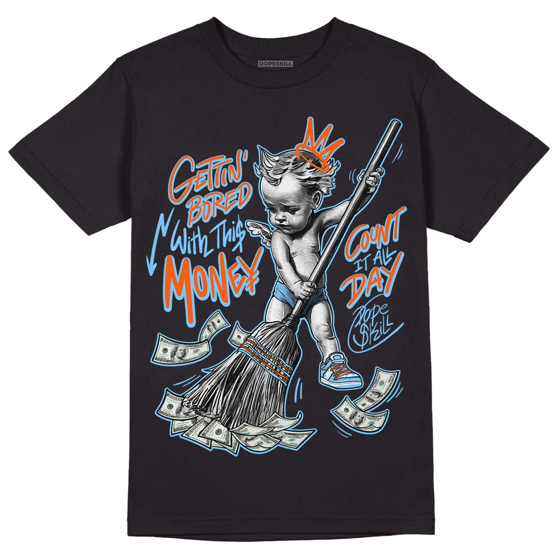 Dunk Low Futura University Blue DopeSkill T-Shirt Gettin Bored With This Money Graphic