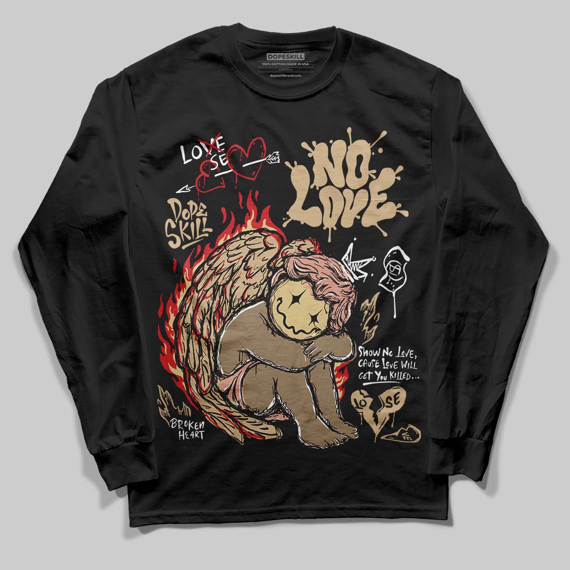TAN Collection DopeSkill Long Sleeve T-Shirt No Love Graphic