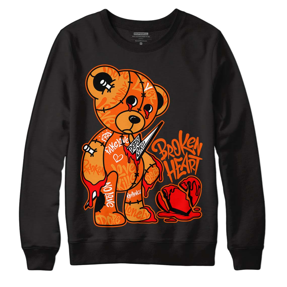 Brilliant Orange 12s DopeSkill Sweatshirt Broken Heart Graphic