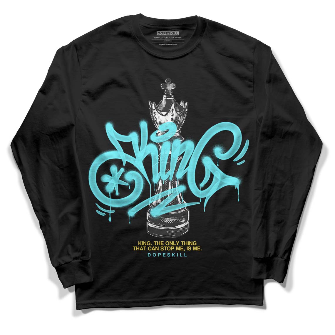 Aqua 5s DopeSkill Long Sleeve T-Shirt King Chess Graphic