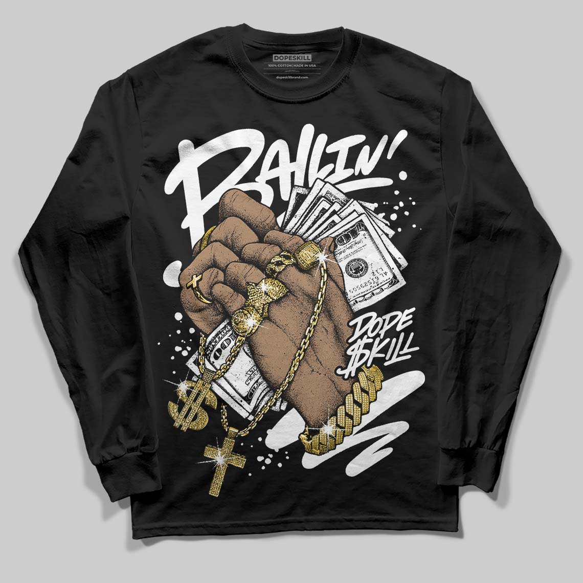 Black and White Collection DopeSkill Long Sleeve T-Shirt Always Ballin' Graphic