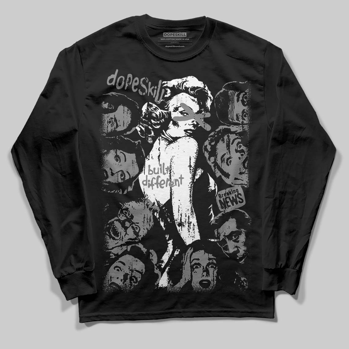 Grey Collection DopeSkill Long Sleeve T-Shirt Built Different Graphic