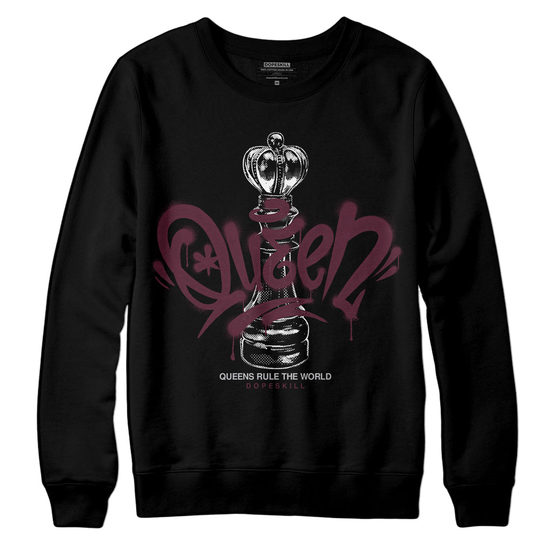 Burgundy 5s DopeSkill Sweatshirt Queen Chess Graphic