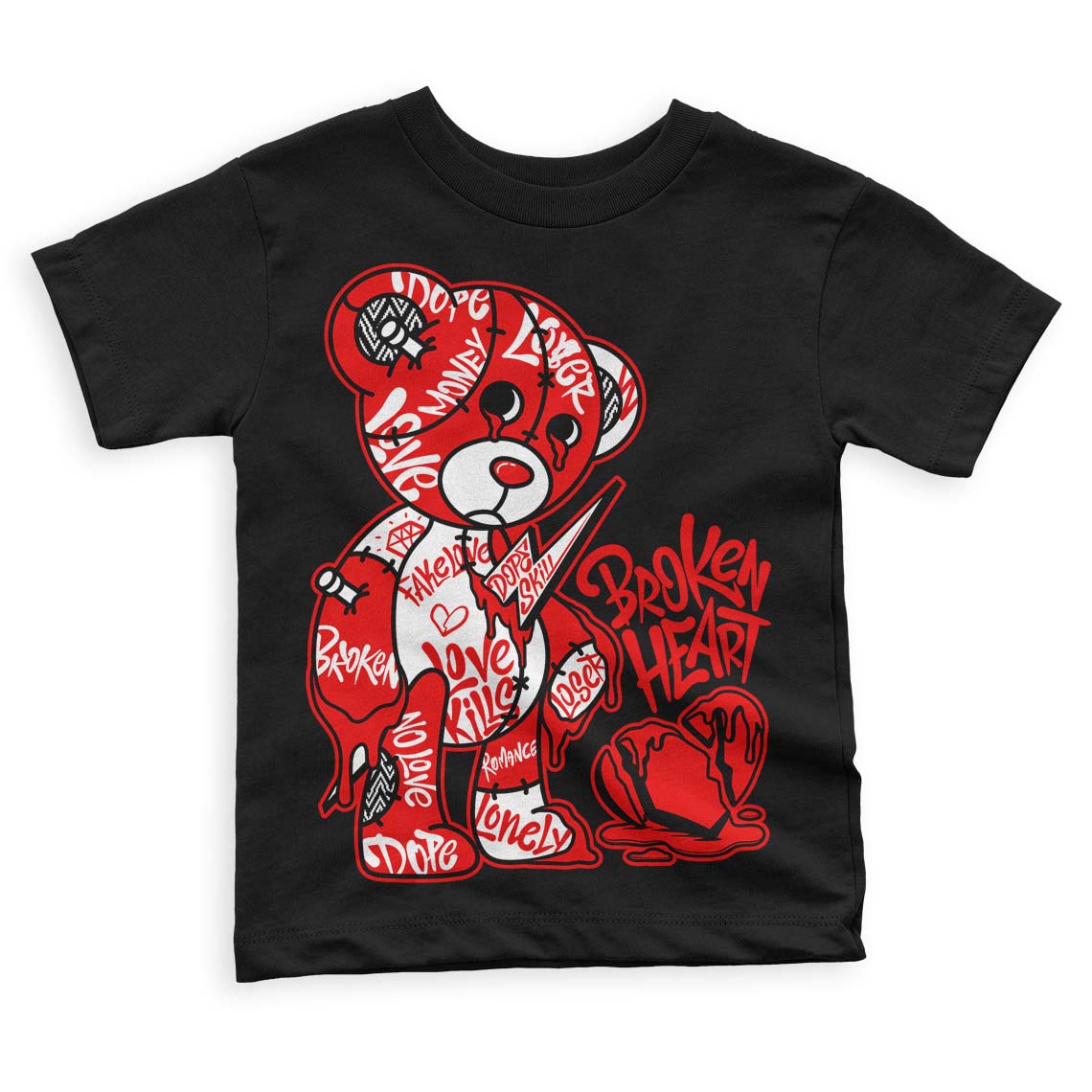 Cherry 12s DopeSkill Toddler Kids T-shirt Broken Heart Graphic