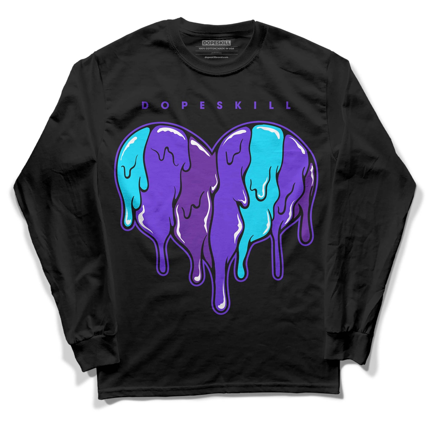 Aqua 6s DopeSkill Long Sleeve T-Shirt Slime Drip Heart Graphic