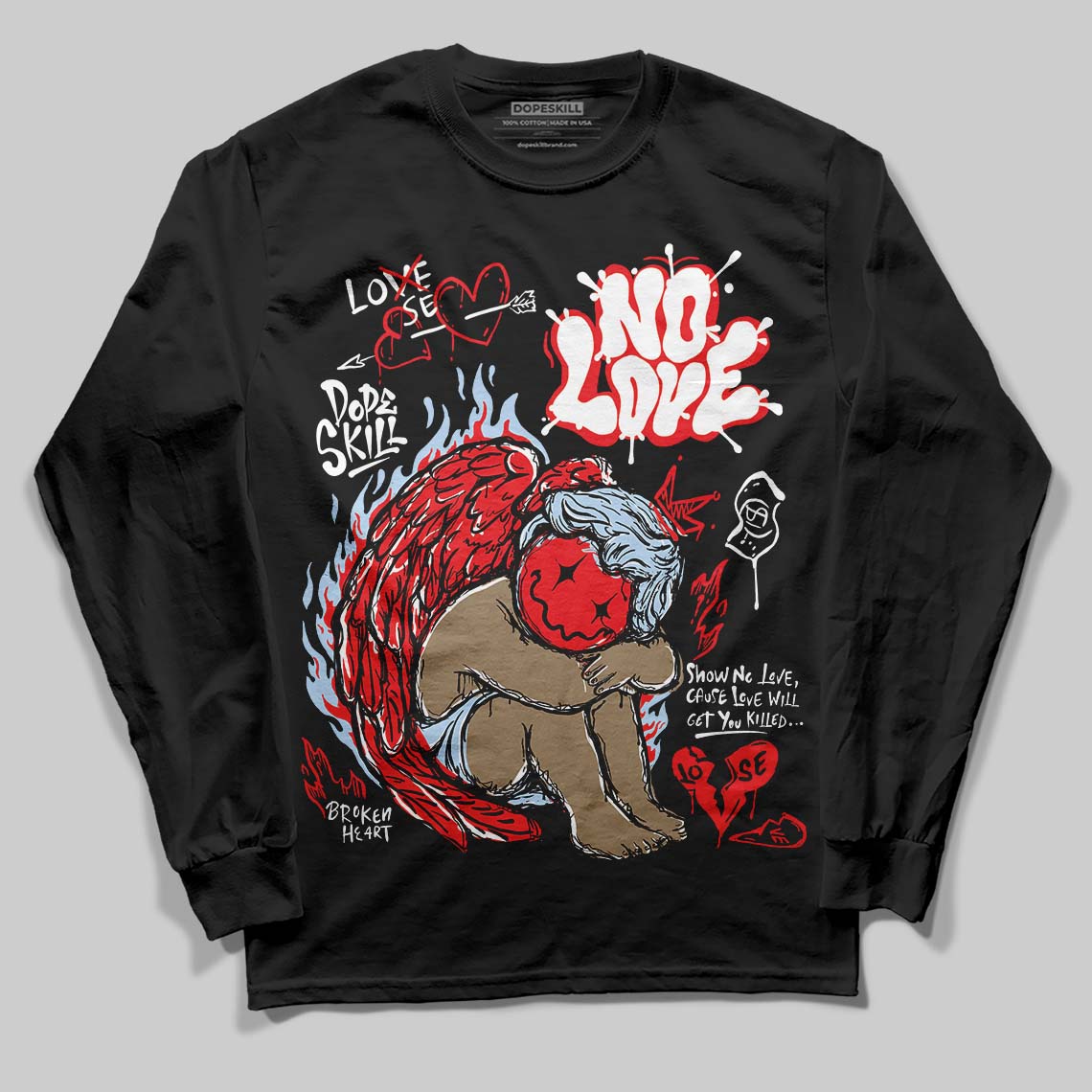 Cherry 11s DopeSkill Long Sleeve T-Shirt No Love Graphic