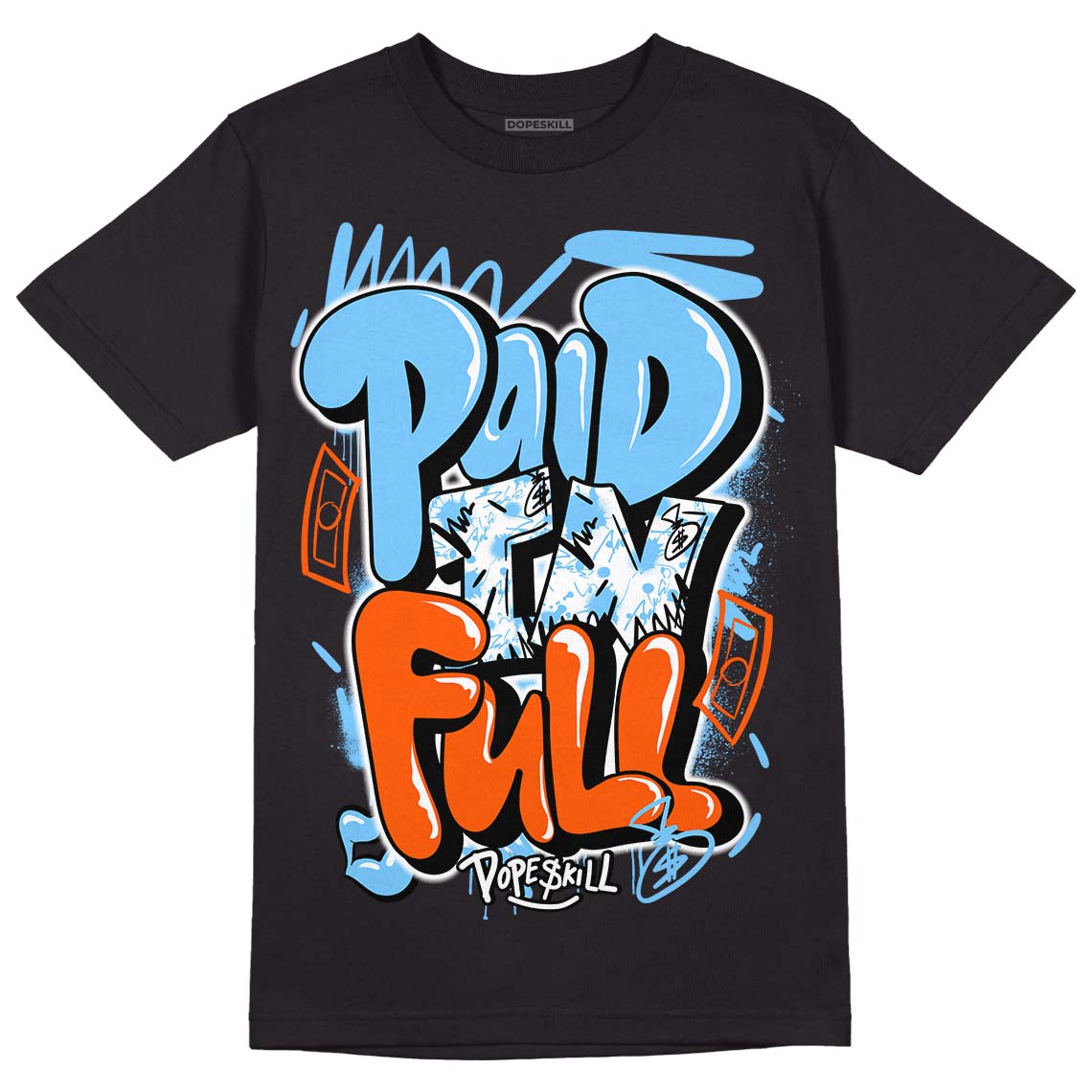 Dunk Low Futura University Blue DopeSkill T-Shirt New Paid In Full Graphic