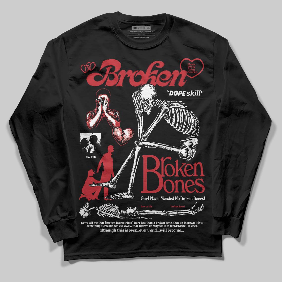 Ruby 1s DopeSkill Long Sleeve T-Shirt Broken Bones Graphic