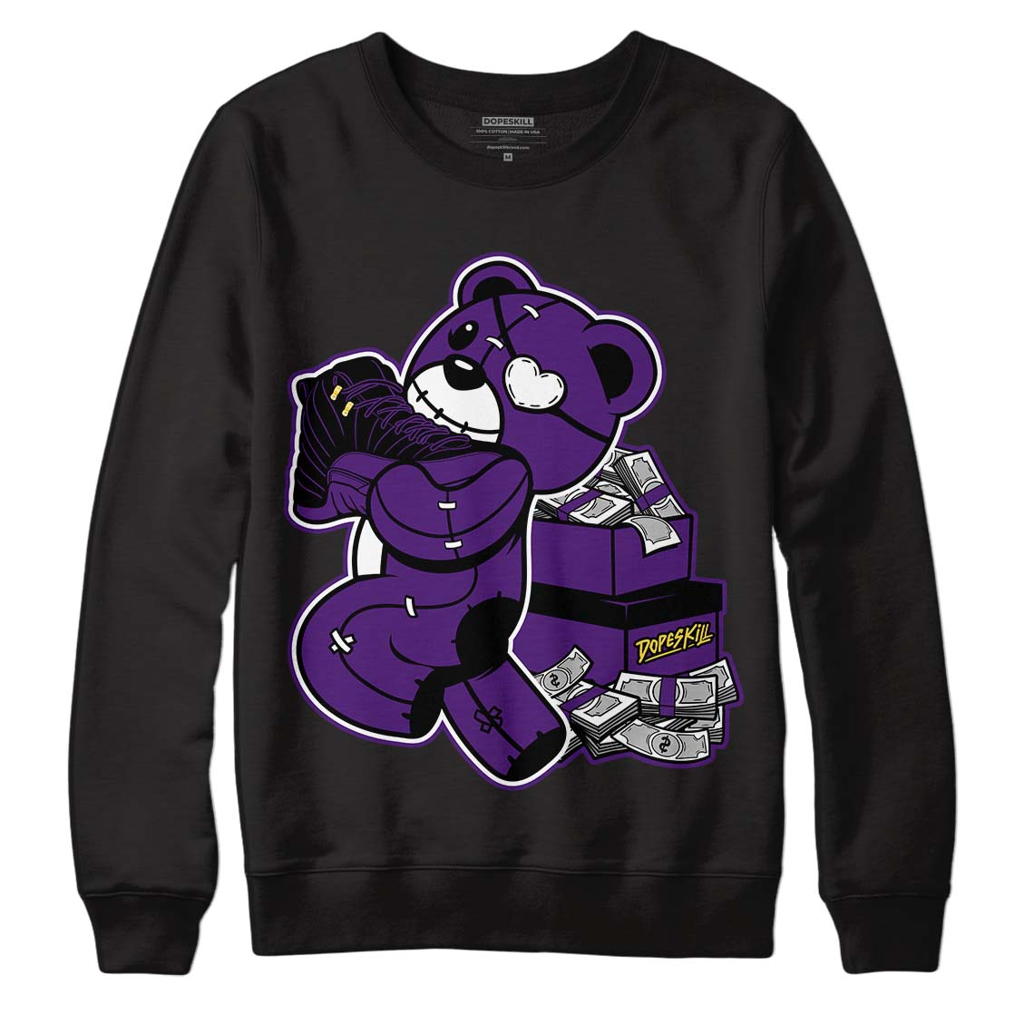 Field Purple 12s DopeSkill Sweatshirt Bear Steals Sneaker Graphic