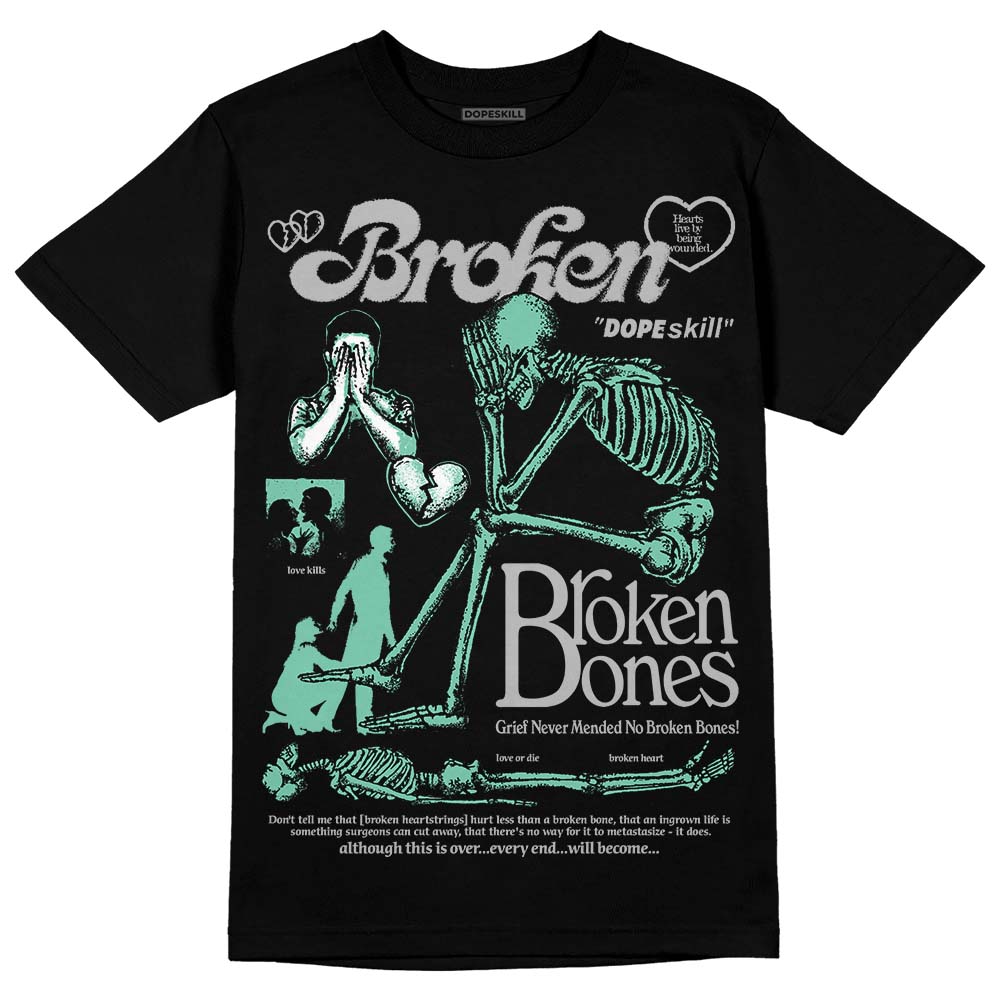 Green Glow 3s DopeSkill T-Shirt Broken Bones Graphic