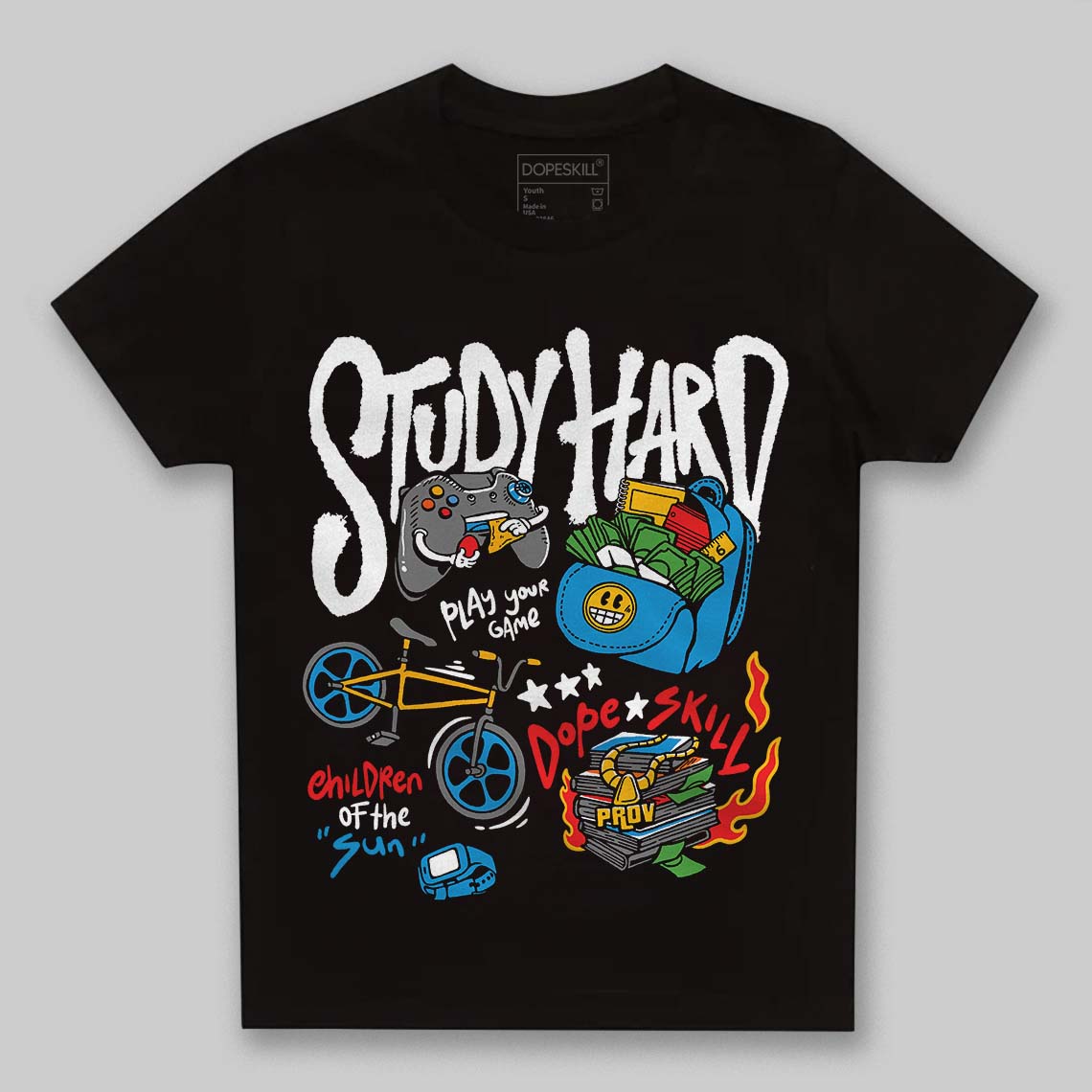 Royal Blue Collection DopeSkill Toddler Kids T-shirt Study Hard Graphic
