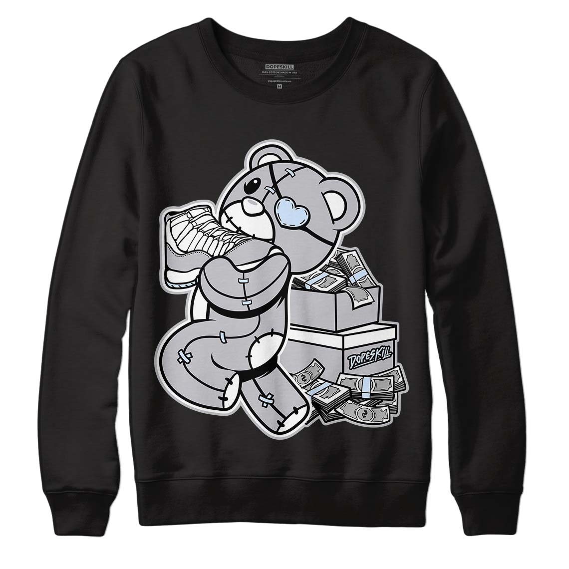 Cement Grey 11s DopeSkill Sweatshirt Bear Steals Sneaker Graphic