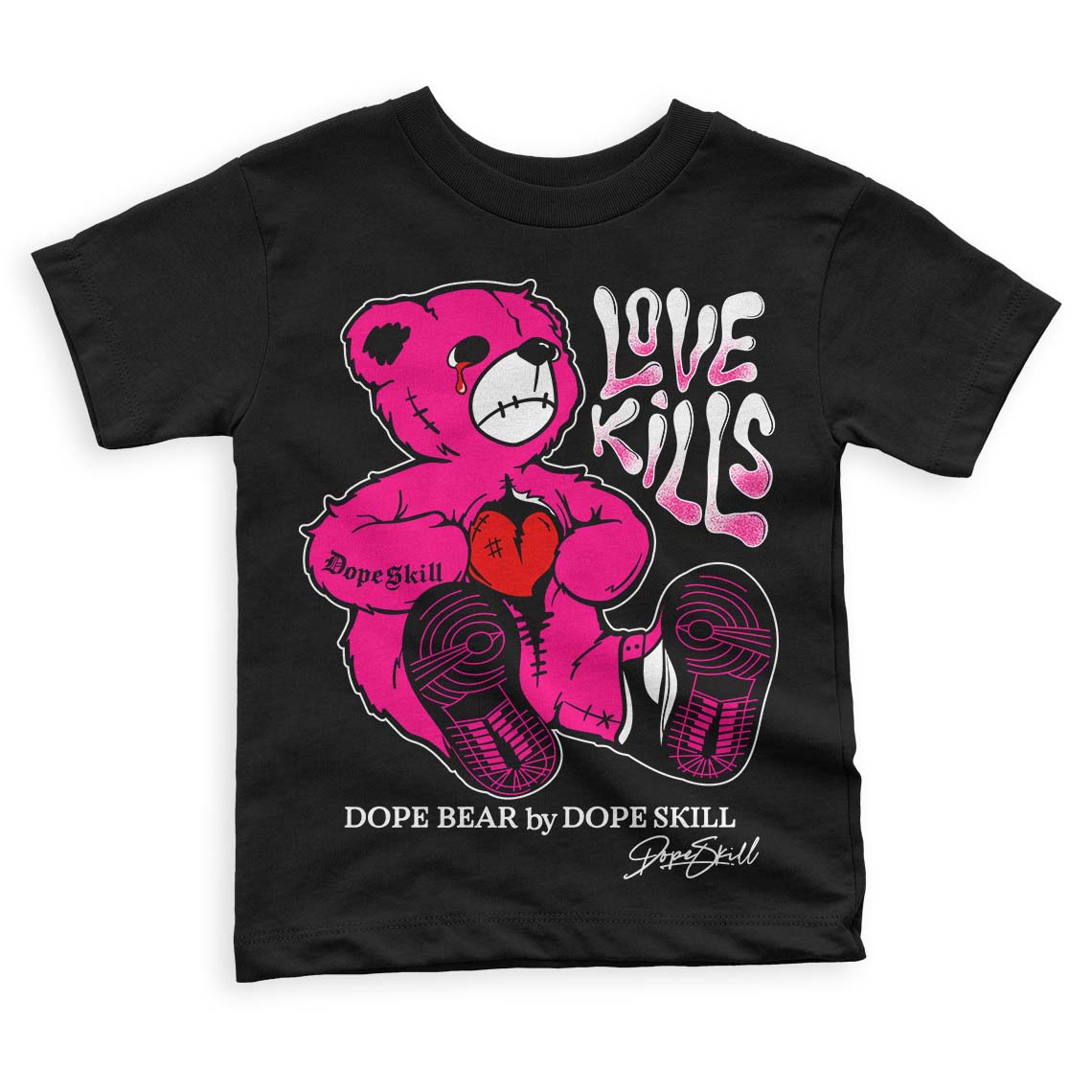 Fierce Pink 1s DopeSkill Toddler Kids T-shirt Love Kills Graphic