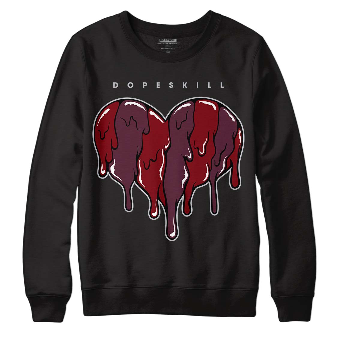 Burgundy 5s DopeSkill Sweatshirt Slime Drip Heart Graphic
