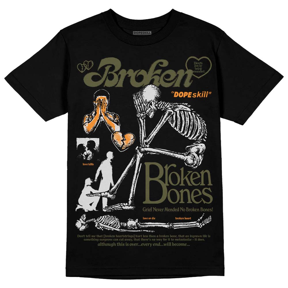 Olive 5s DopeSkill T-Shirt Broken Bones Graphic