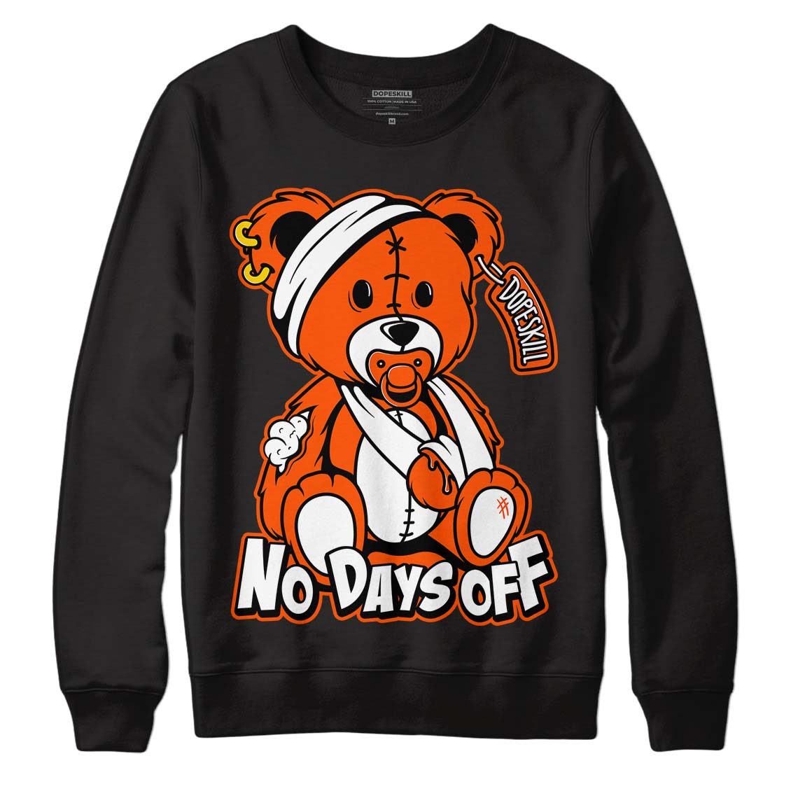 Orange Milk DopeSkill Sweatshirt Hurt Bear Graphic