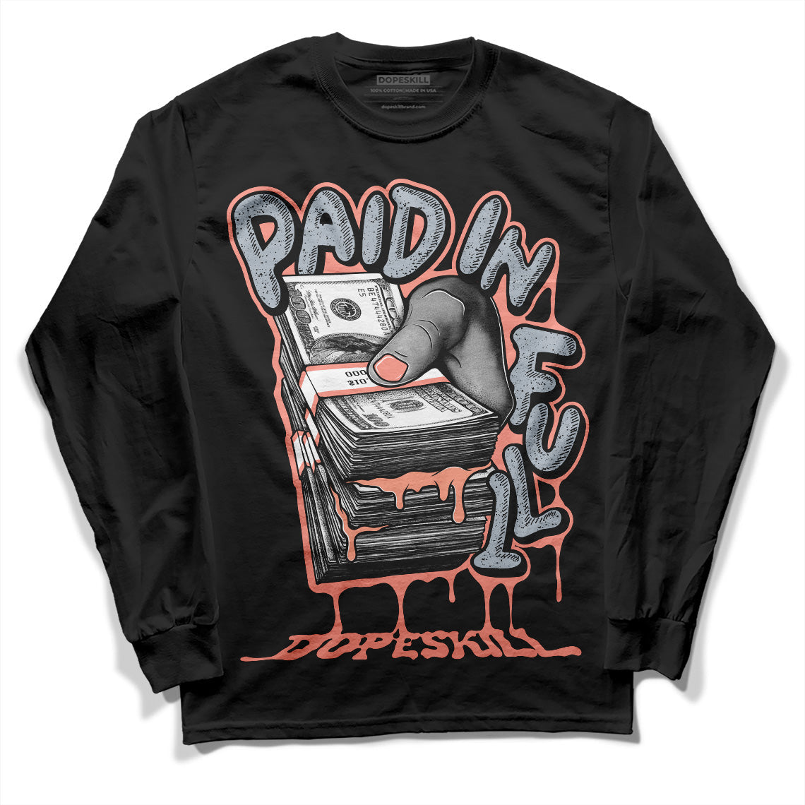 Crimson Bliss 5s DopeSkill Long Sleeve T-Shirt Paid In Full Graphic