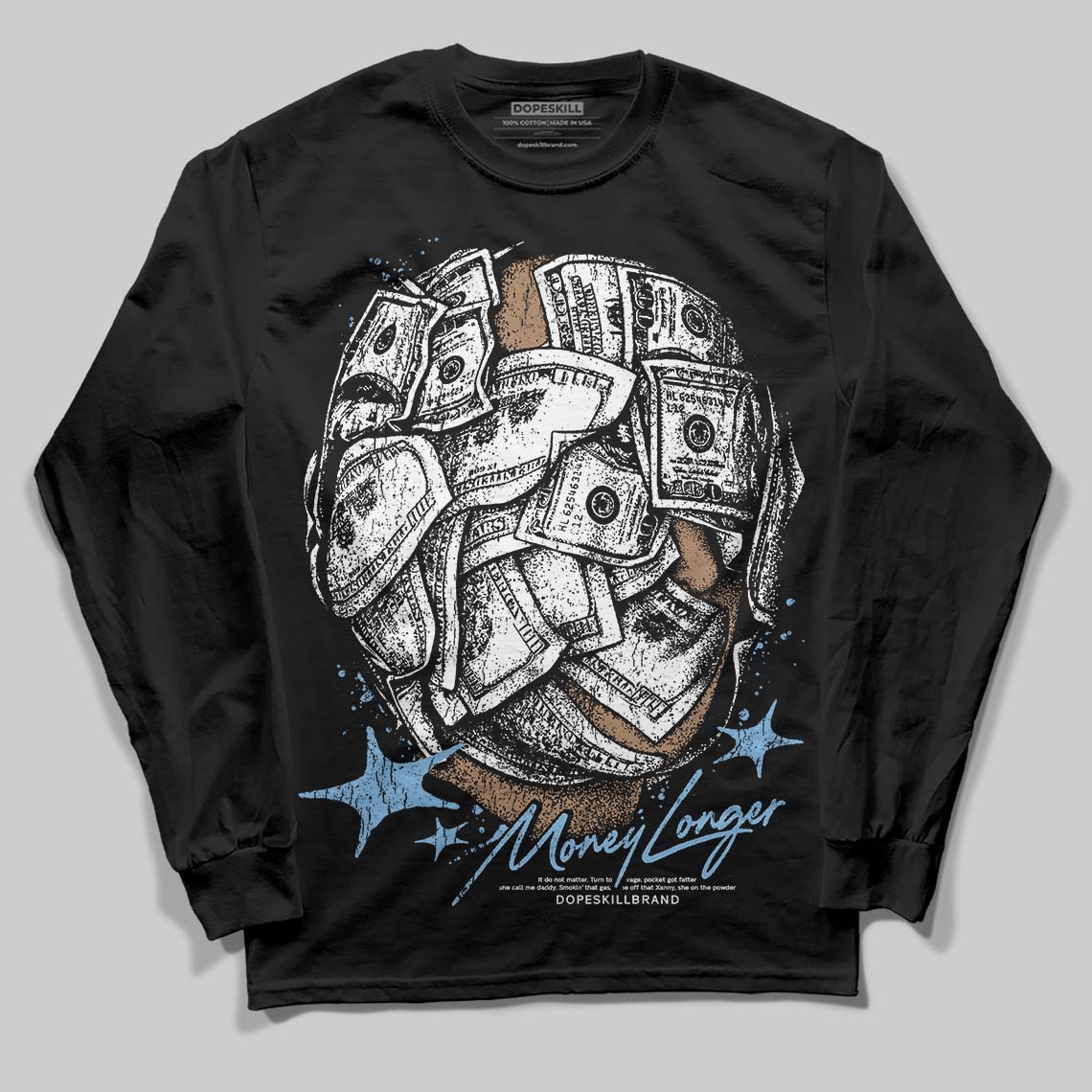 University Blue Collection DopeSkill Long Sleeve T-Shirt Money Longer Graphic