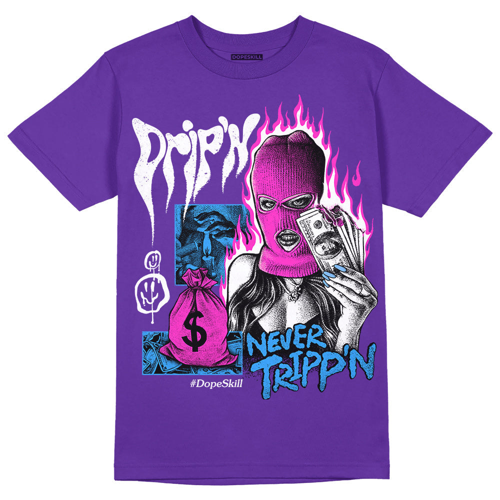 Dunk Purple Championship Court White DopeSkill Purple T-shirt Drip'n Never Tripp'n Graphic