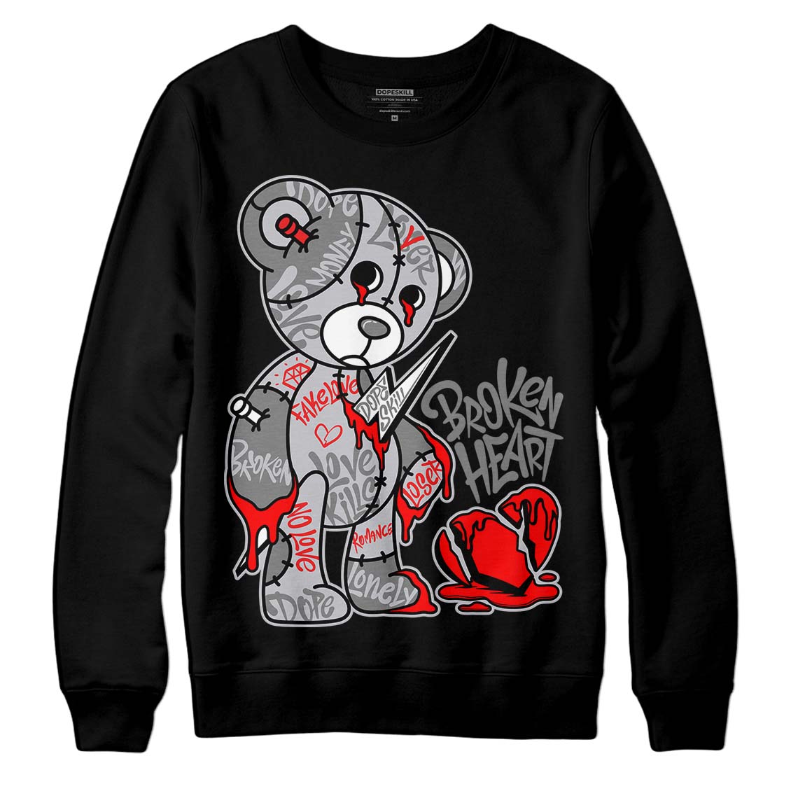 Grey Collection DopeSkill Sweatshirt Broken Heart Graphic