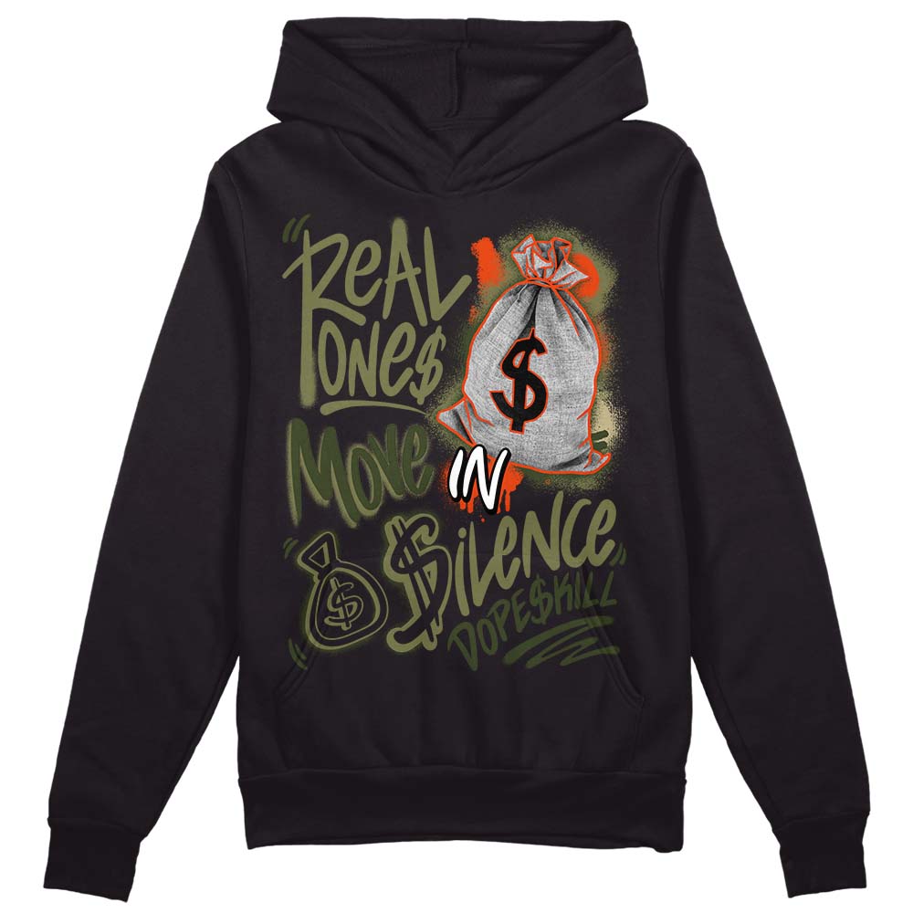 Olive Collection DopeSkill Hoodie Sweatshirt Real Ones Move In Silence Graphic
