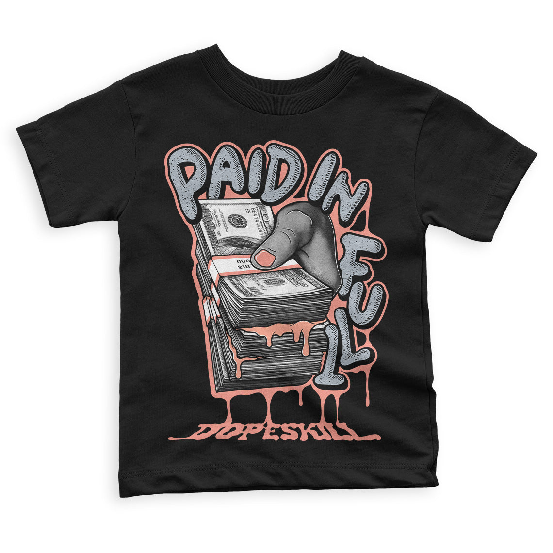 Crimson Bliss 5s DopeSkill Toddler Kids T-shirt Paid In Full Graphic
