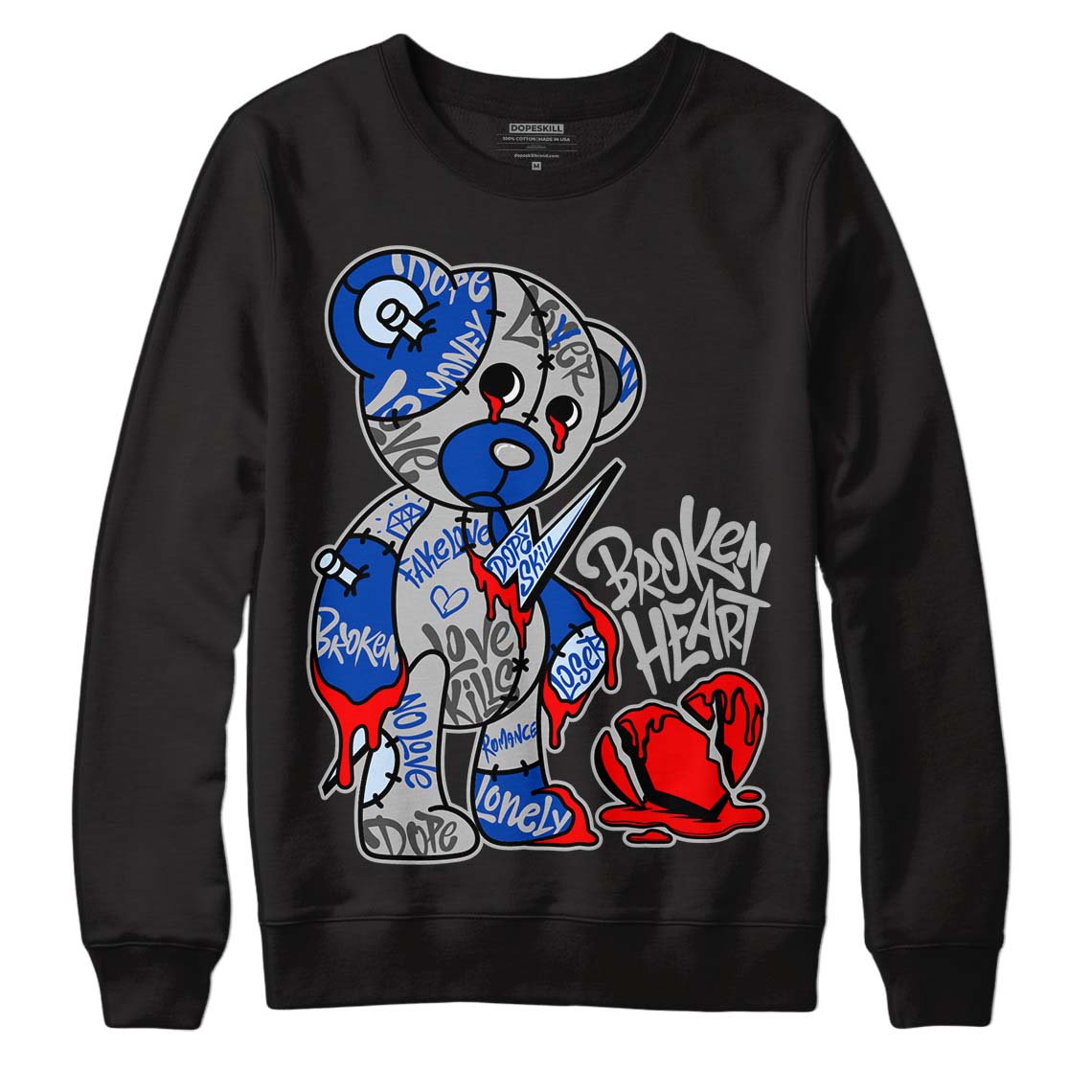 AJ 5 Racer Blue DopeSkill Sweatshirt Broken Heart Graphic