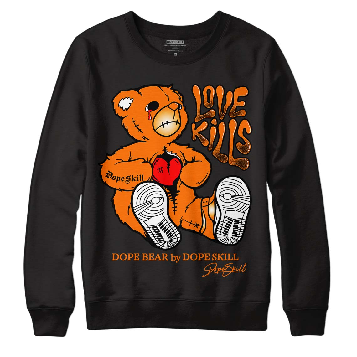 Dunk Low Magma Orange DopeSkill Sweatshirt Love Kills Graphic