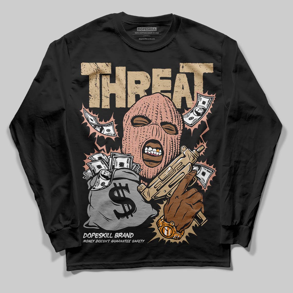 TAN Collection DopeSkill Long Sleeve T-Shirt Under Threat Graphic