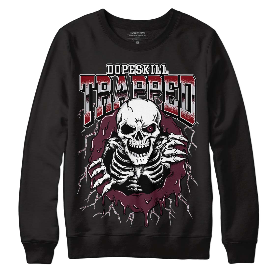 Burgundy 5s DopeSkill Sweatshirt Trapped Halloween Graphic