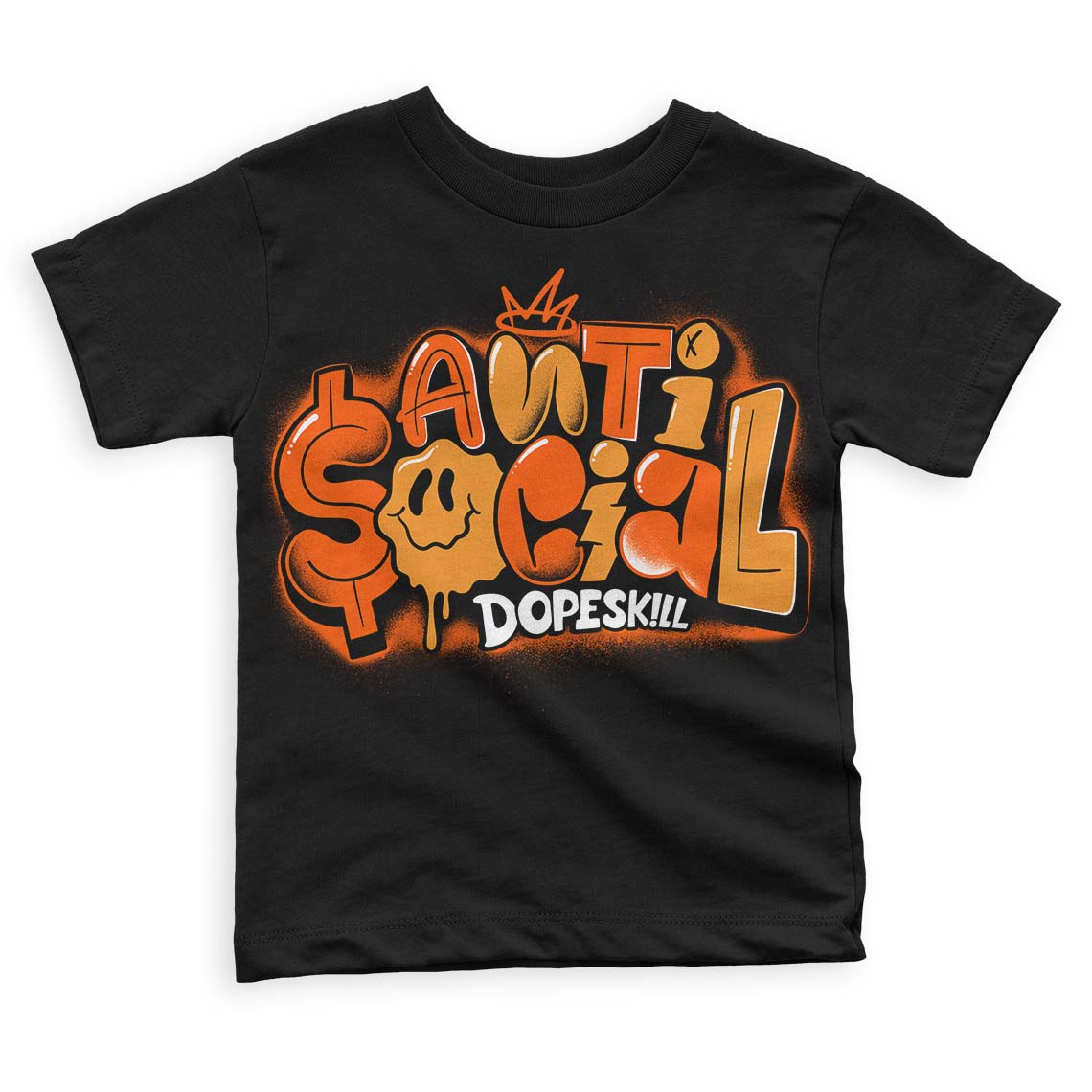Brilliant Orange 12s DopeSkill Toddler Kids T-shirt Anti Social Graphic