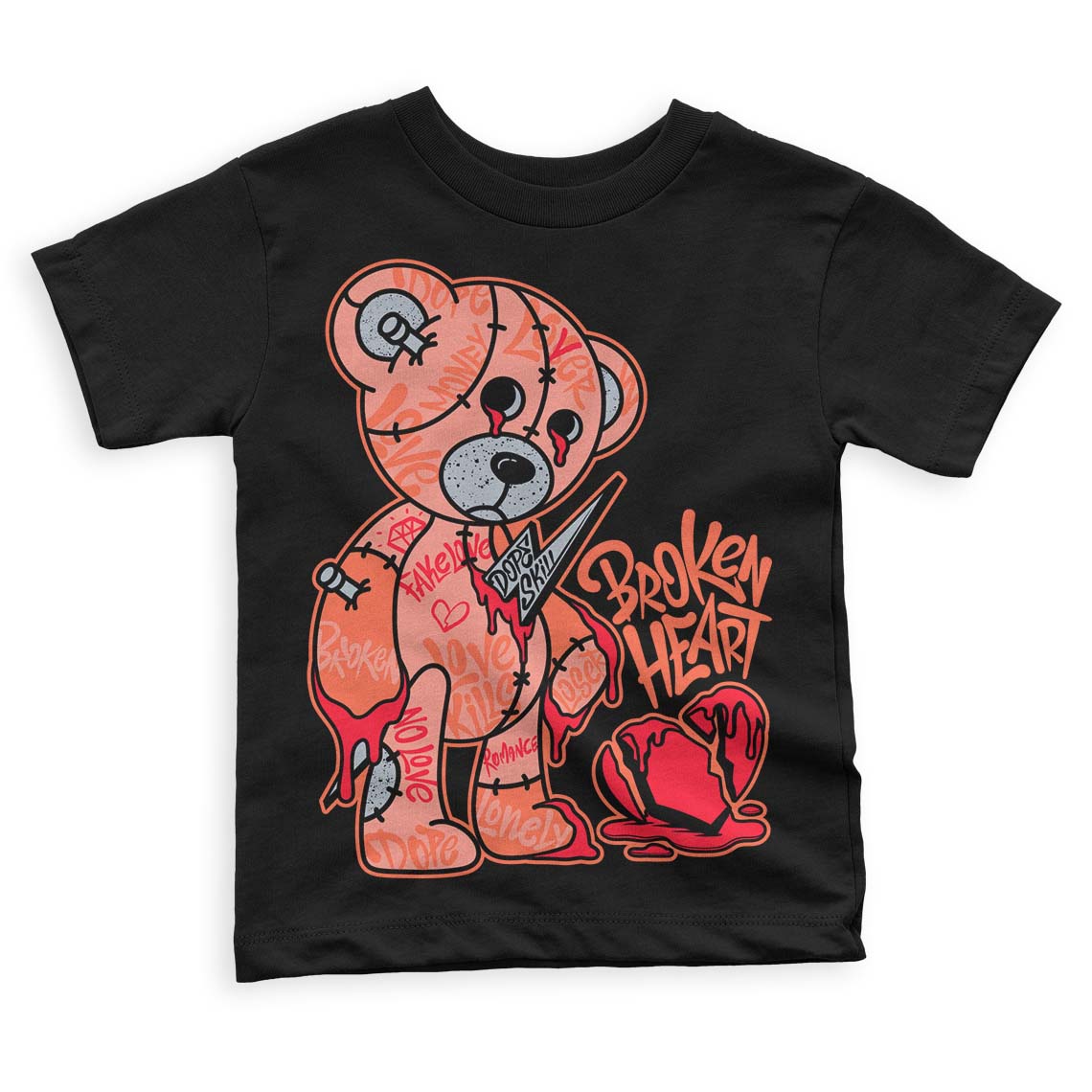 Crimson Bliss 5s DopeSkill Toddler Kids T-shirt Broken Heart Graphic
