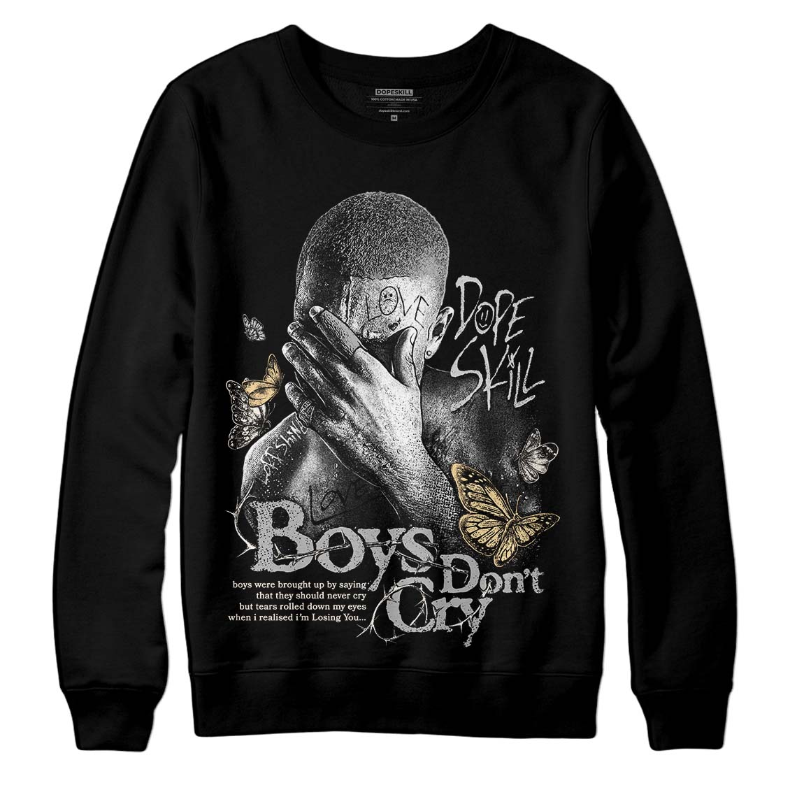 Off Noir 3s DopeSkill Sweatshirt Boys Don't Cry Graphic