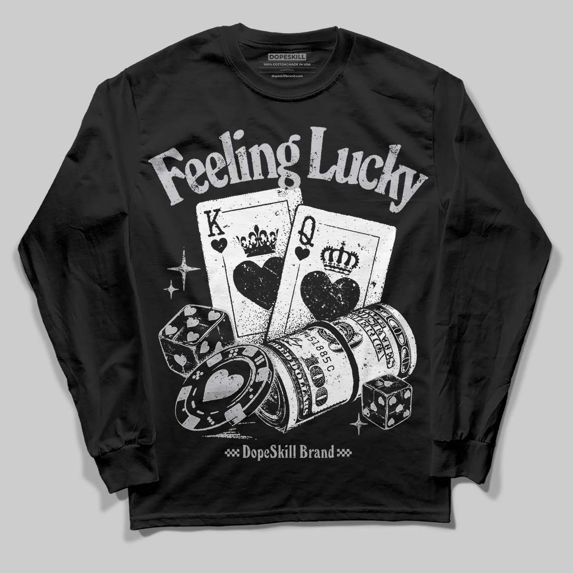 Grey Collection DopeSkill Long Sleeve T-Shirt Feeling Lucky Graphic