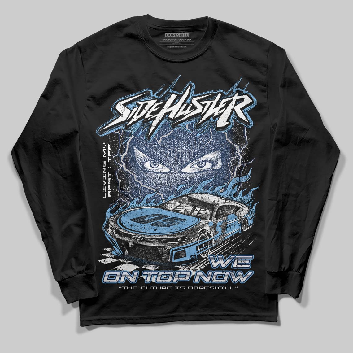 Summit White Navy 4s DopeSkill Long Sleeve T-Shirt New Side Hustler Graphic